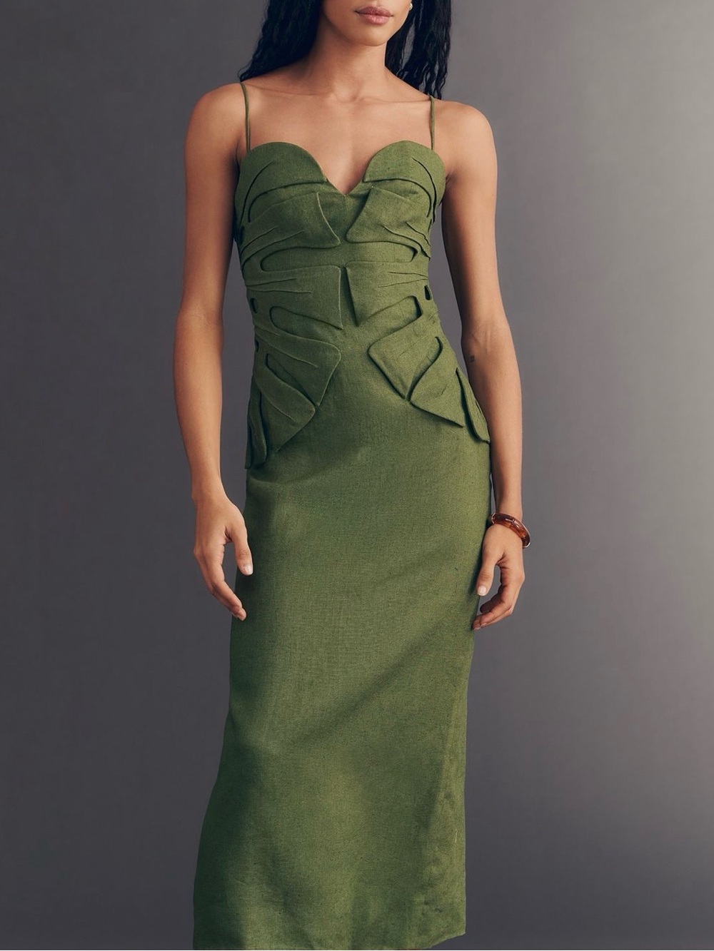 FARM Rio - Linen Monstera Leaf Midi Dress - Picture 6 of 7